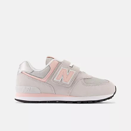 New Balance 574 Hook & Loop Sneakers- Grey/Pink