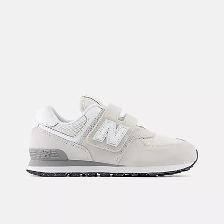 New Balance 574 Hook & Loop Sneakers- Grey/ White
