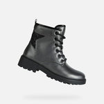 GEOX School/Uniform Shoes GEOX Casey Girl Leather Boot Dk Grey/Black