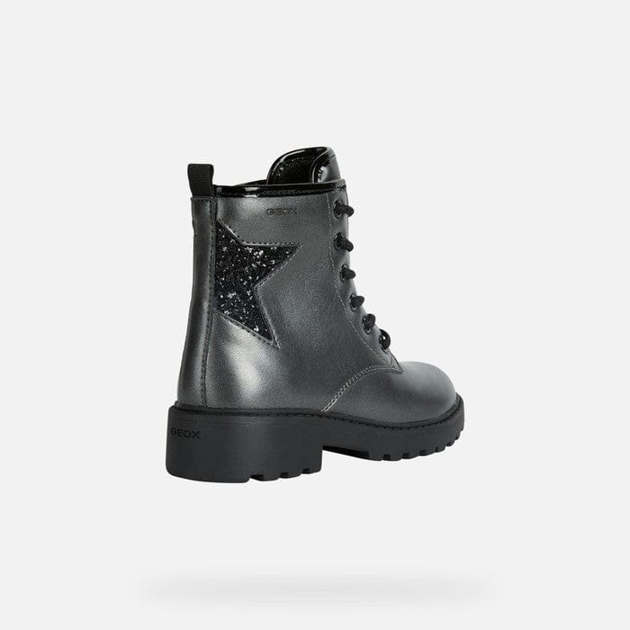 GEOX School/Uniform Shoes GEOX Casey Girl Leather Boot Dk Grey/Black