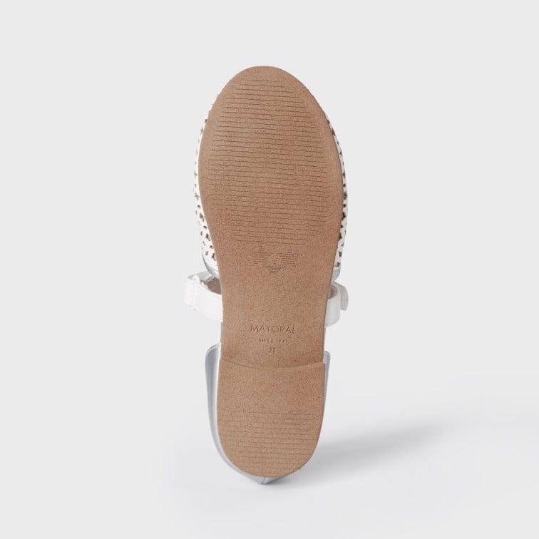 Mayoral Mary Jane Mayoral Ballet Flats with Velcro - White/Silver
