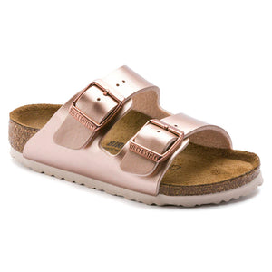 Birkenstock Kids Arizona Sandals- Electric Metallic Copper Birko-Flor