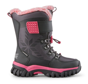 Cougar Toasty_k stretch lace toggle velcro winter kid boots - Black/Raspberry