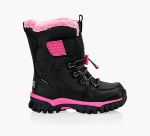 Cougar Toasty_k stretch lace toggle velcro winter kid boots - Black/Raspberry