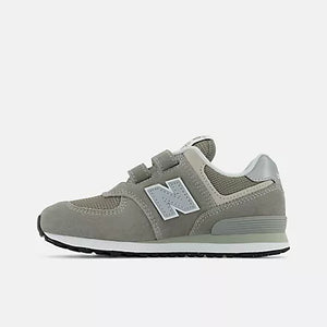 New Balance 574 Hook & Loop Sneakers- Grey/ White
