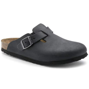 Birkenstock Boston Clogs - Black Oiled Leather