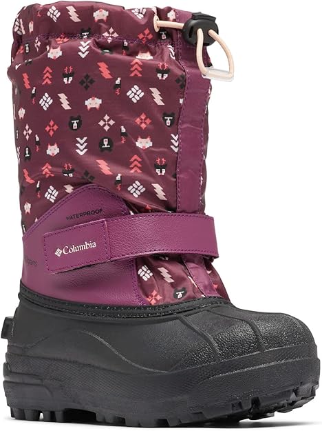 Columbia Kids Powderbug Forty Winter Boots- Marionberry/ Peach Blossom