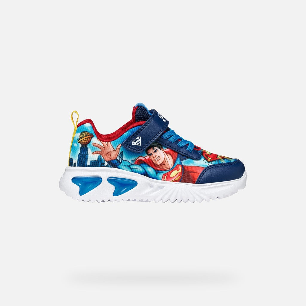 GEOX Boys Assister Superman Light Up Runners - Navy/Lt Blue