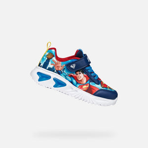 GEOX Boys Assister Superman Light Up Runners - Navy/Lt Blue