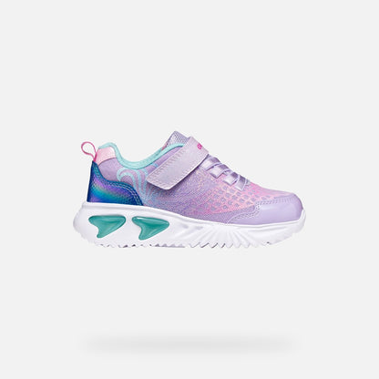 GEOX Girls Assister Light Up Runners - Lilac/Watersea