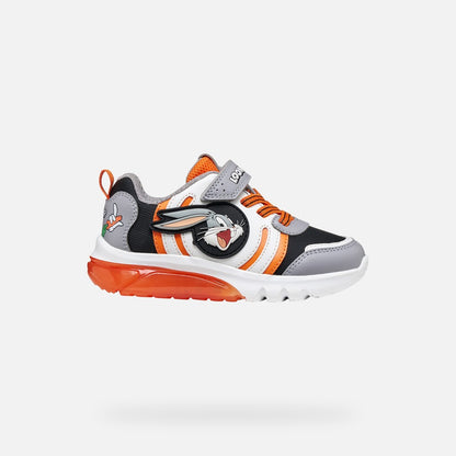 GEOX Boys Ciberdron Light Up Runners - Grey/Orange