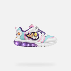GEOX Girls Ciberdron Light Up Runners - White/Pink