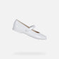 GEOX Plie Girl Leather Ballerina Flats White