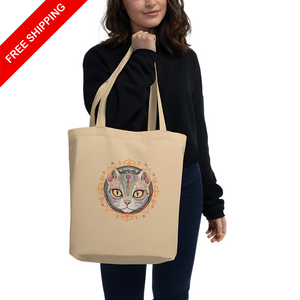 Eco Tote Cat women Bag - Natural color