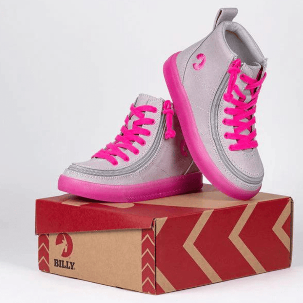 Billy Footwear High Tops Billy Footwear - Grey/Pink BILLY Classic Lace High