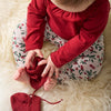 Fixoni Socks 0-12 Fixoni  Baby Footies Knit - burgundy