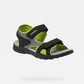 GEOX Sandals 24 EU GEOX Boys J Vaniett Black/Lime Sandals