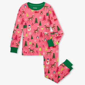 Hatley Pajamas 3 yrs Hatley Kids -pink christmas morning cotton pajama set