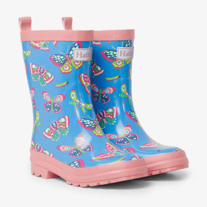 Hatley Rain Boots 4 Little Kids Hatley Kids - Botanical butterflies shiny rain boots
