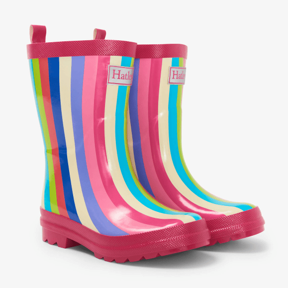 Hatley Rain Boots 4 Little Kids Hatley Kids - Rainbow Stripes Shiny Rain Boots