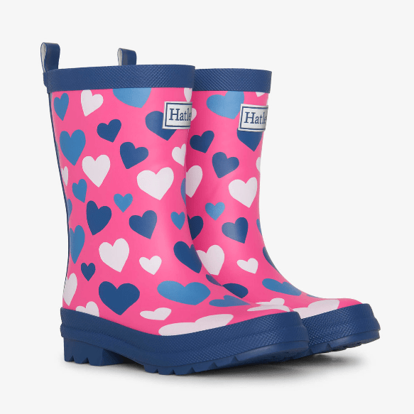 Hatley Rain Boots 5 Little Kids Hatley Kids - White hearts matte rain boots