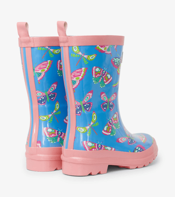 Hatley Rain Boots Hatley Kids - Botanical butterflies shiny rain boots