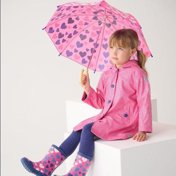 Hatley Rain Suits Hatley Kids - Girls Glitter Hearts Button-Up Rain Jacket