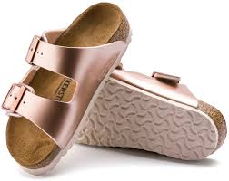 Birkenstock Kids Arizona Sandals- Electric Metallic Copper Birko-Flor