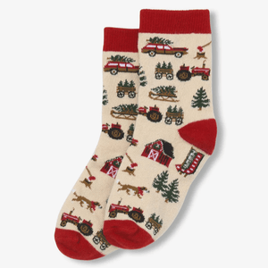 little blue house Socks 2-4 Yrs LITTLE BLUE HOUSE Kids Christmas Tree Farm Crew Socks