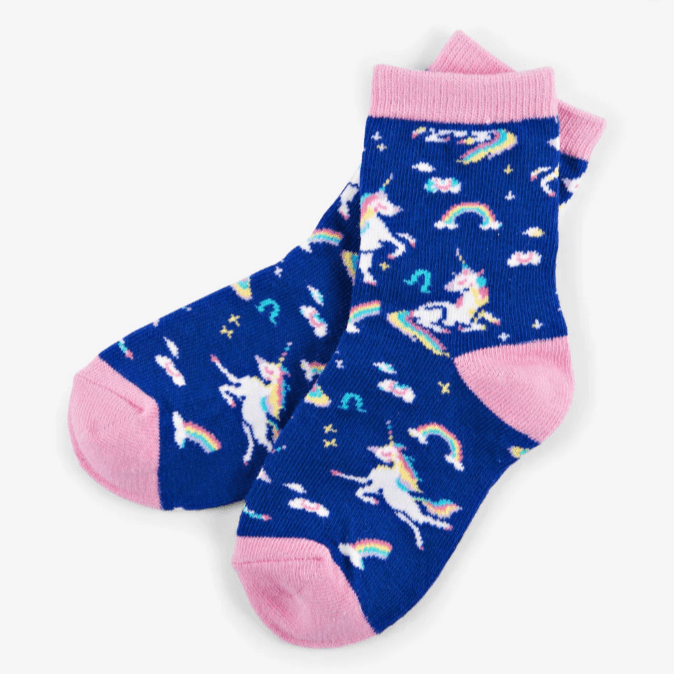 little blue house Socks 2-4 Yrs LITTLE BLUE HOUSE Rainbow Unicorns Kids Crew Socks