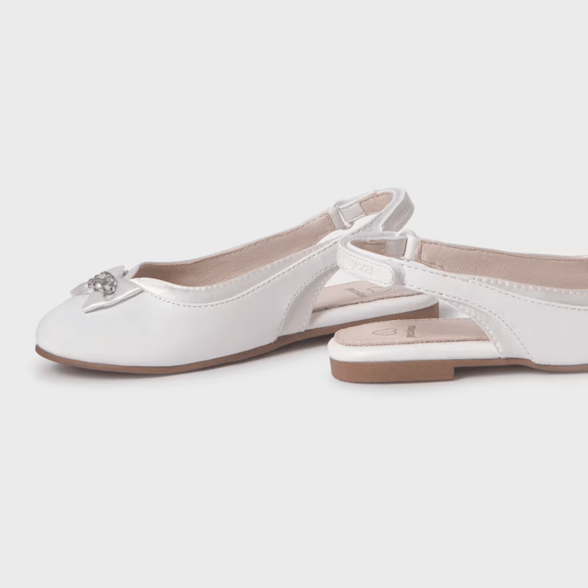 Mayoral Mary Jane Mayoral Ballet Flats with Bow - Pearl white