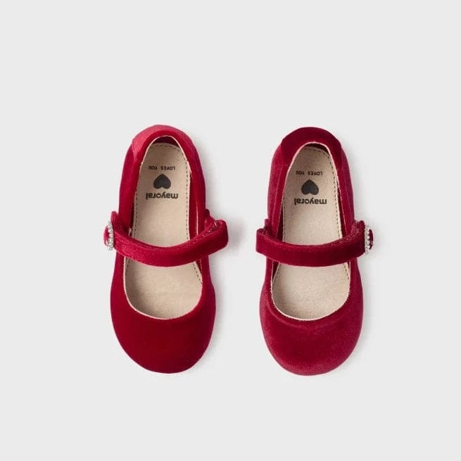 Mayoral Mary Jane Mayoral Velvet Mary-Jane shoes - Red