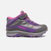 Merrell Hiking Shoes Merrell Big Kid's Moab FST Mid A/C Waterproof Boot Grey/Pink/Purple