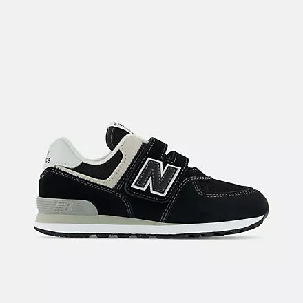 New Balance 574 Hook & Loop Sneakers- Black/White