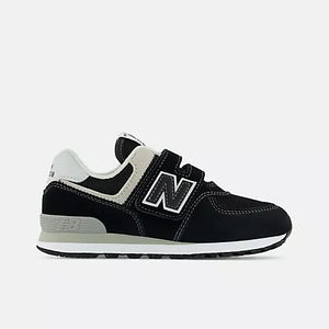 New Balance 574 Hook & Loop Sneakers- Black/White