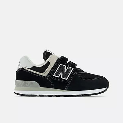 New Balance 574 Hook & Loop Sneakers- Black/White