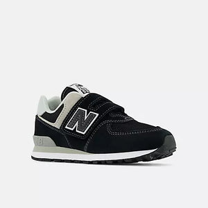 New Balance 574 Hook & Loop Sneakers- Black/White