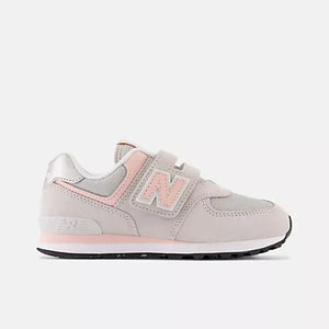 New Balance 574 Hook & Loop Sneakers- Grey/Pink