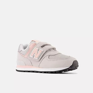 New Balance 574 Hook & Loop Sneakers- Grey/Pink