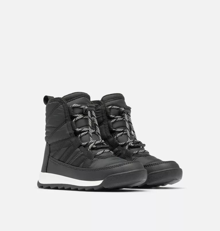 Sorel Winter Boots 1 Big Kids Sorel Youth Whitney II Plus Lace WP Winter Boots - Black/Sea salt