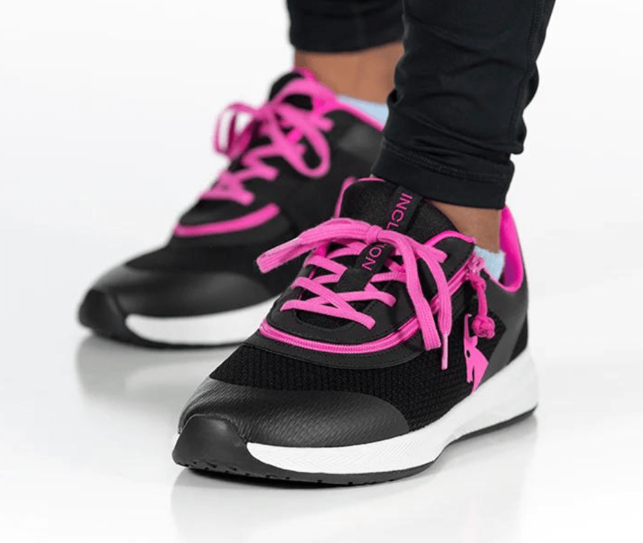 Pink and black gym shoes on sale