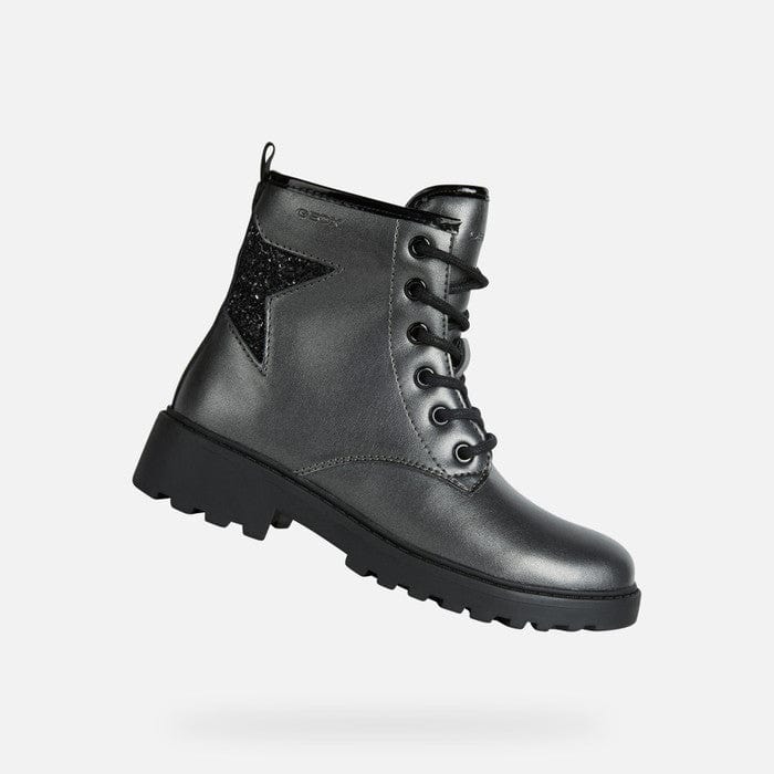 GEOX School/Uniform Shoes GEOX Casey Girl Leather Boot Dk Grey/Black