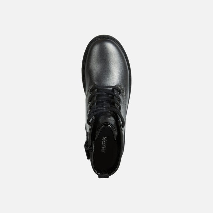 GEOX School/Uniform Shoes GEOX Casey Girl Leather Boot Dk Grey/Black