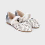 Mayoral Mary Jane 31 EU Mayoral Ballet Flats with Velcro - White/Silver