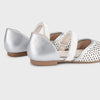 Mayoral Mary Jane Mayoral Ballet Flats with Velcro - White/Silver