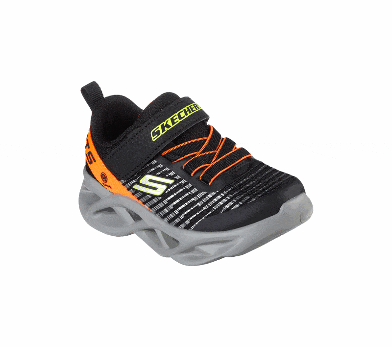 Skechers Sneaker 5 Little Kids Skechers Lights Twisty Brights - Black/Orange